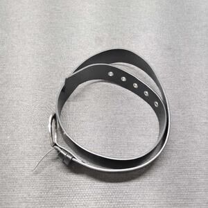 Michael Kors Black Leather Belt Silver Logo Buckle Size Large L Womens